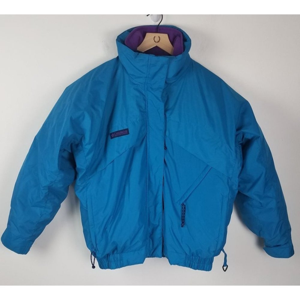 Vtg. 90's Columbia Women's Sz. L Whirlibird 2 in 1 Down Coat/Jacket in Teal/Purp